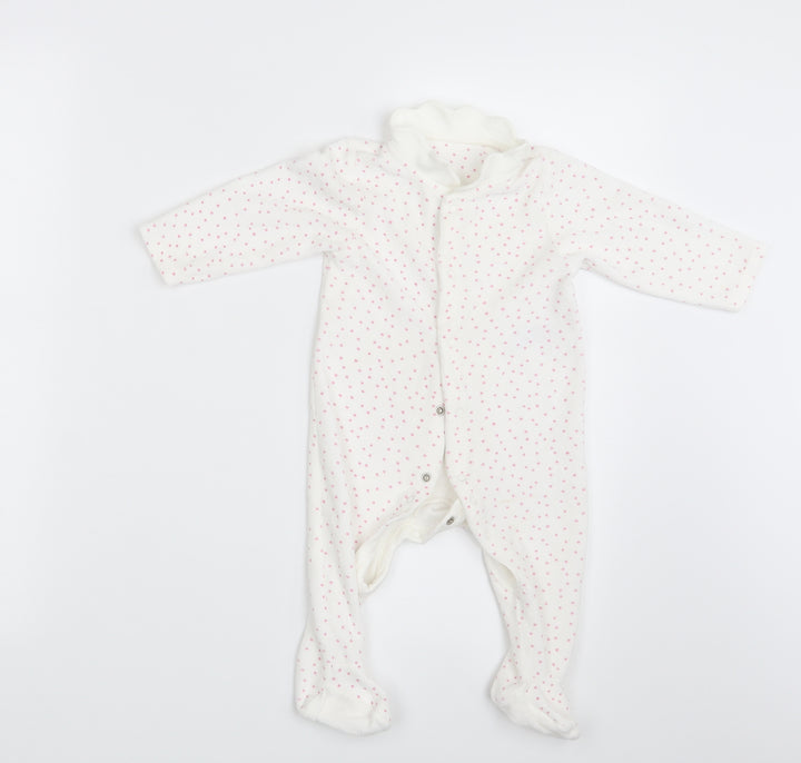 M&S Baby White Polka Dot Coverall One-Piece Size 6-9 Months