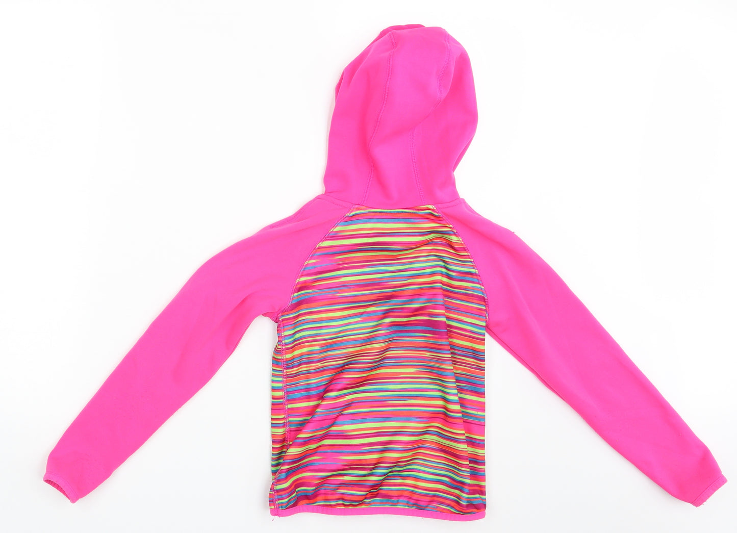 Preworn Girls Pink Striped  Pullover Hoodie Size 6 Years