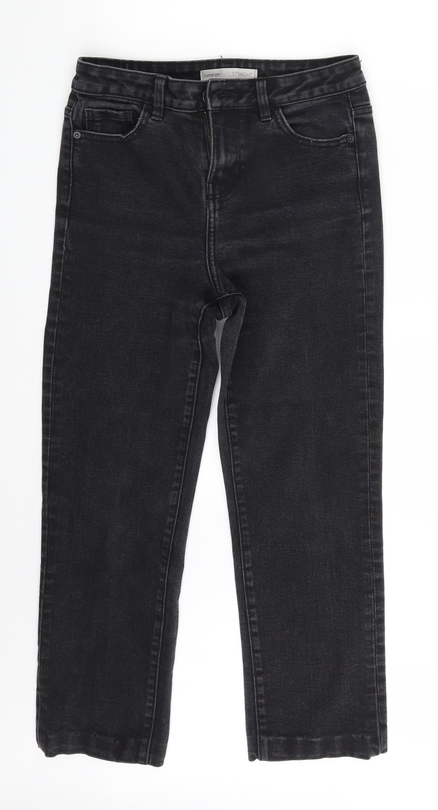 George Womens Black  Denim Straight Jeans Size 10 L25 in