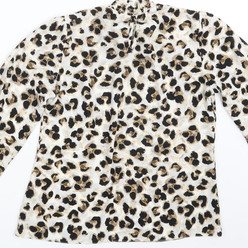 Preworn Womens Ivory Animal Print  Basic Blouse One Size