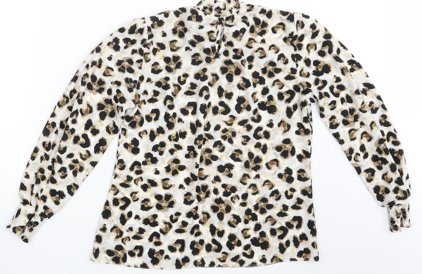 Preworn Womens Ivory Animal Print  Basic Blouse One Size
