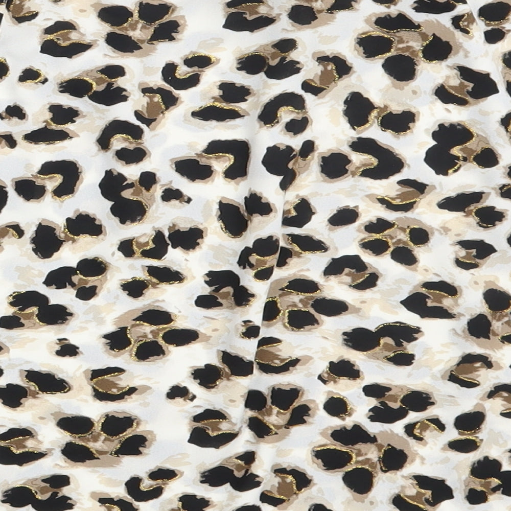 Preworn Womens Ivory Animal Print  Basic Blouse One Size