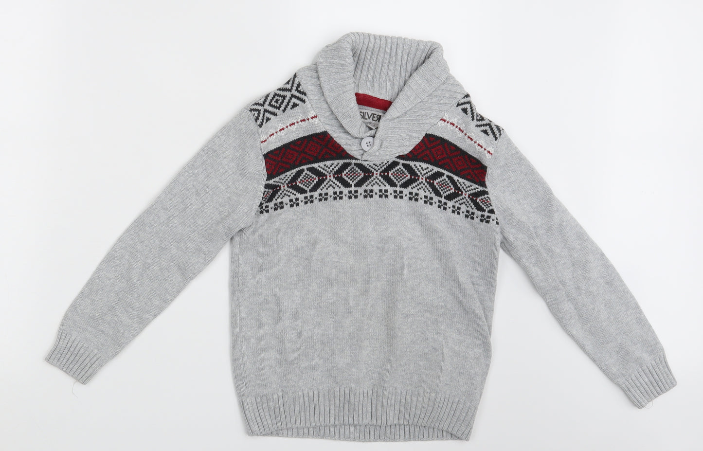 Silverlake Boys Grey Argyle/Diamond  Pullover Jumper Size S