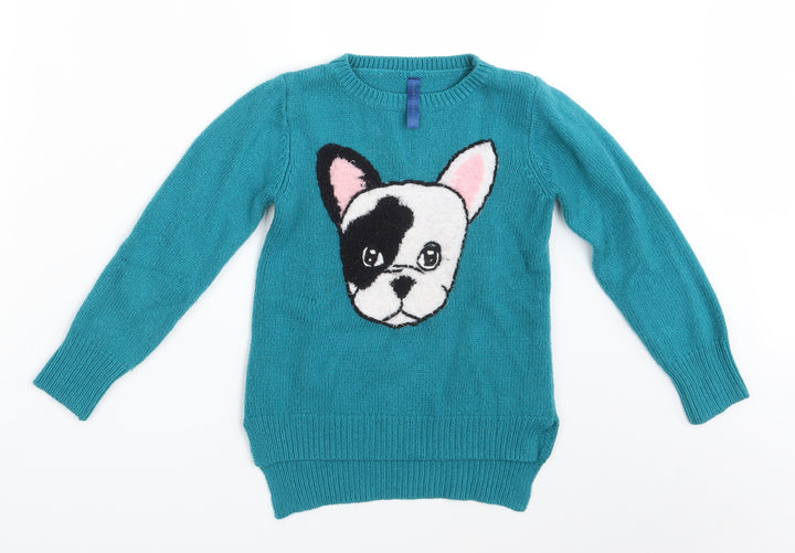 Falls Creek Girls Green Animal Print  Pullover Jumper Size 6 Years