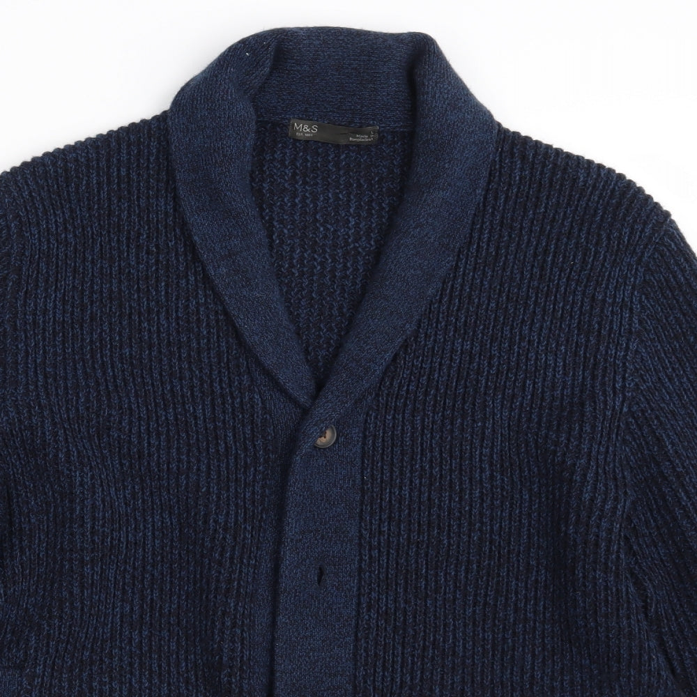 M&S Mens Blue   Cardigan Jumper Size L