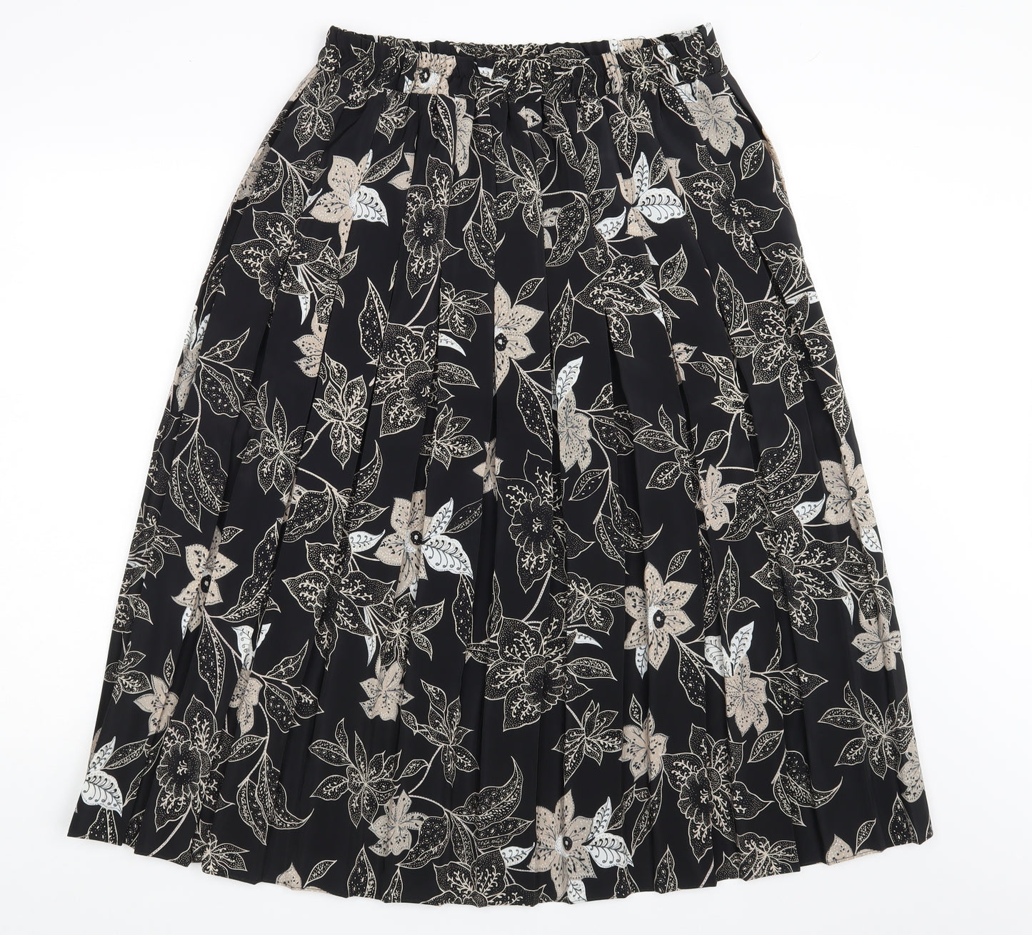 Preworn Womens Black Paisley  Pleated Skirt Size 18