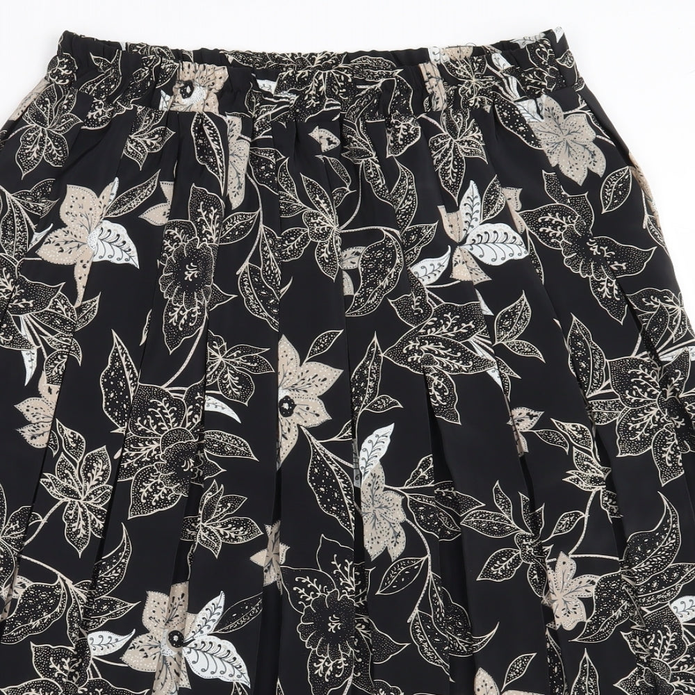 Preworn Womens Black Paisley  Pleated Skirt Size 18
