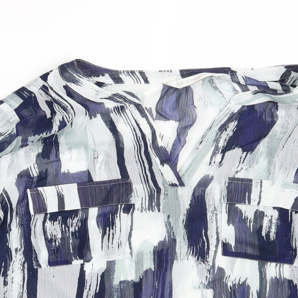 RJR.John Rocha Womens Blue Geometric  Basic Blouse Size 14