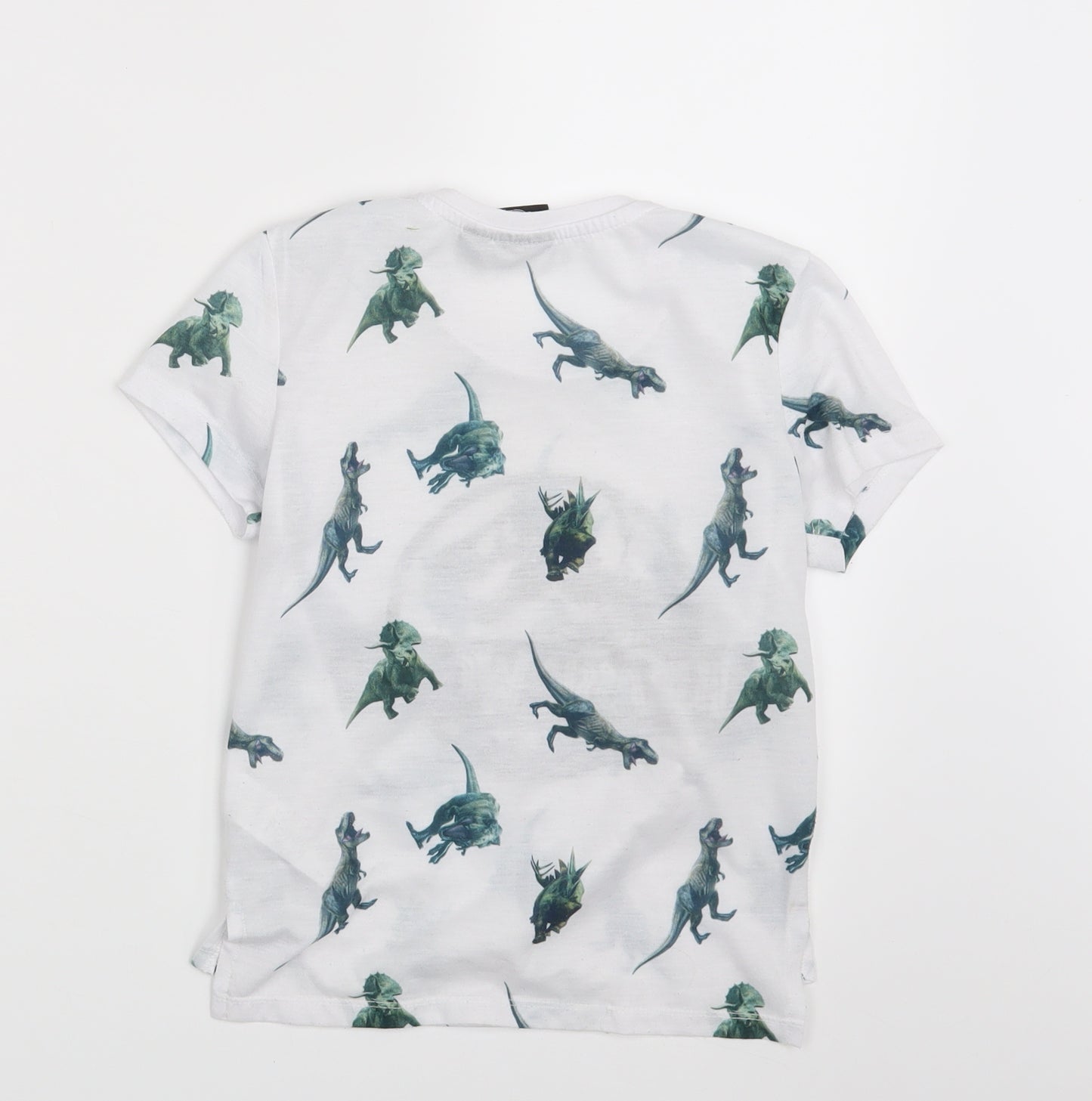 Primark Boys White Animal Print  Basic T-Shirt Size 6-7 Years  - Jurassic World