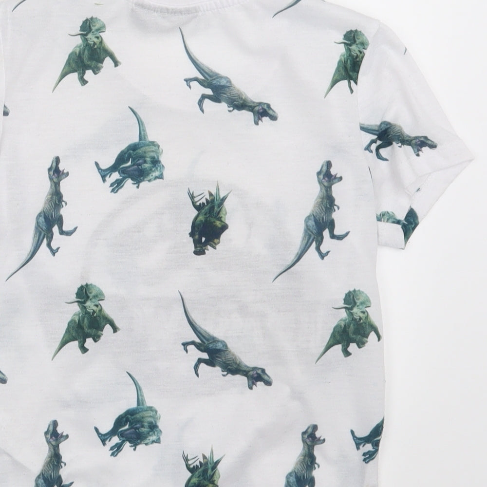 Primark Boys White Animal Print  Basic T-Shirt Size 6-7 Years  - Jurassic World