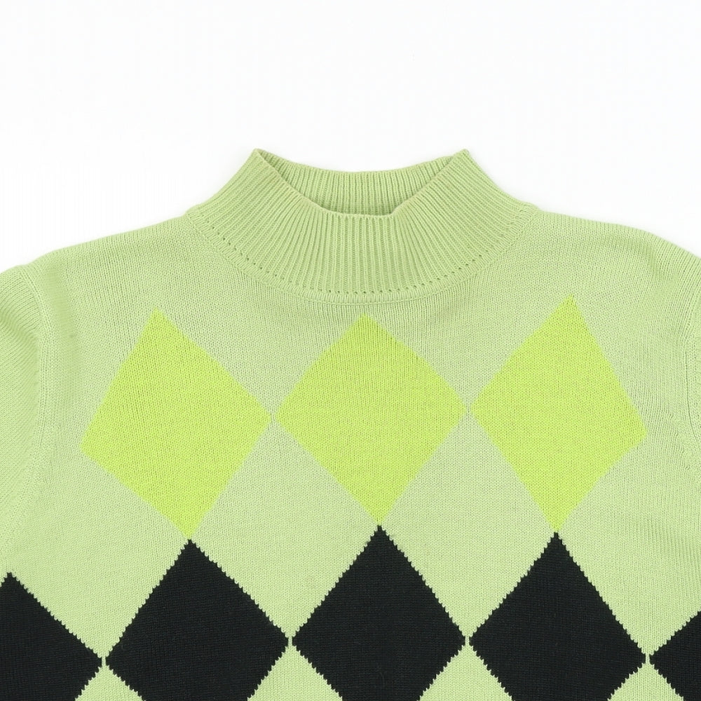 cotton casuals Womens Green Geometric  Pullover Jumper Size L