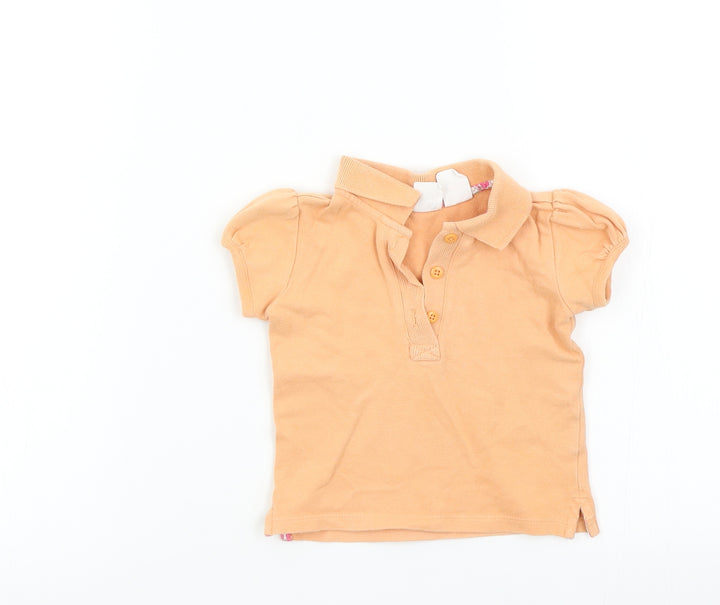 Baby GAP Girls Orange Colourblock  Basic T-Shirt Size 6-9 Months