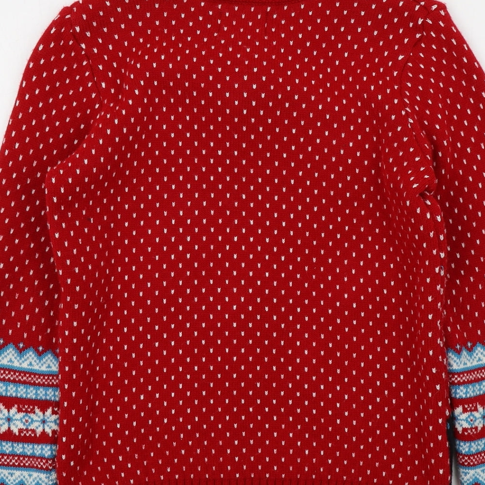 George Girls Red Colourblock  Pullover Jumper Size 11-12 Years  - Christmas Jumper