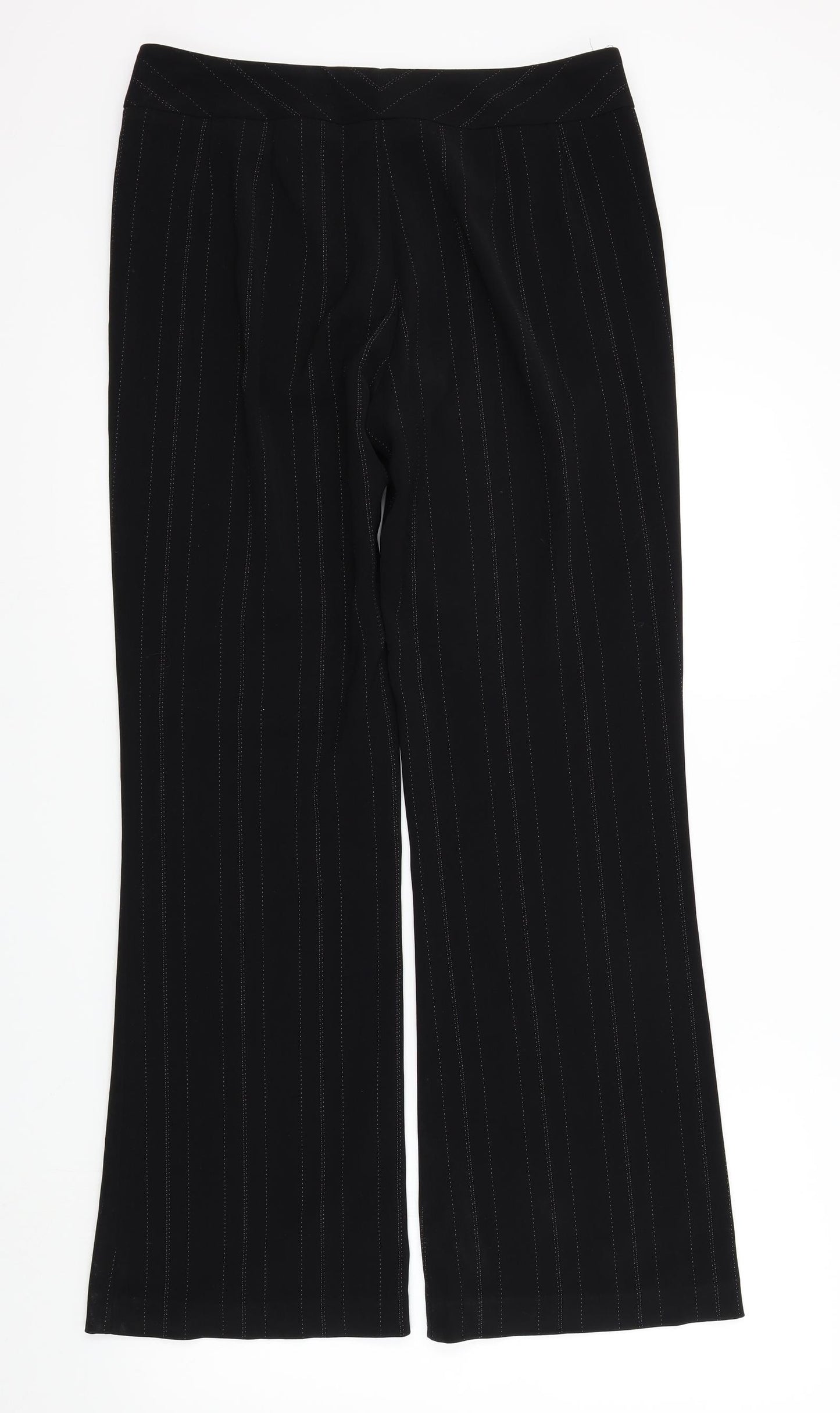 South Womens Black Striped  Trousers  Size 12 L31 in