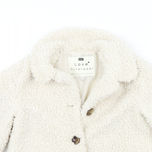 F&F Girls Beige Colourblock  Overcoat Coat Size 4-5 Years