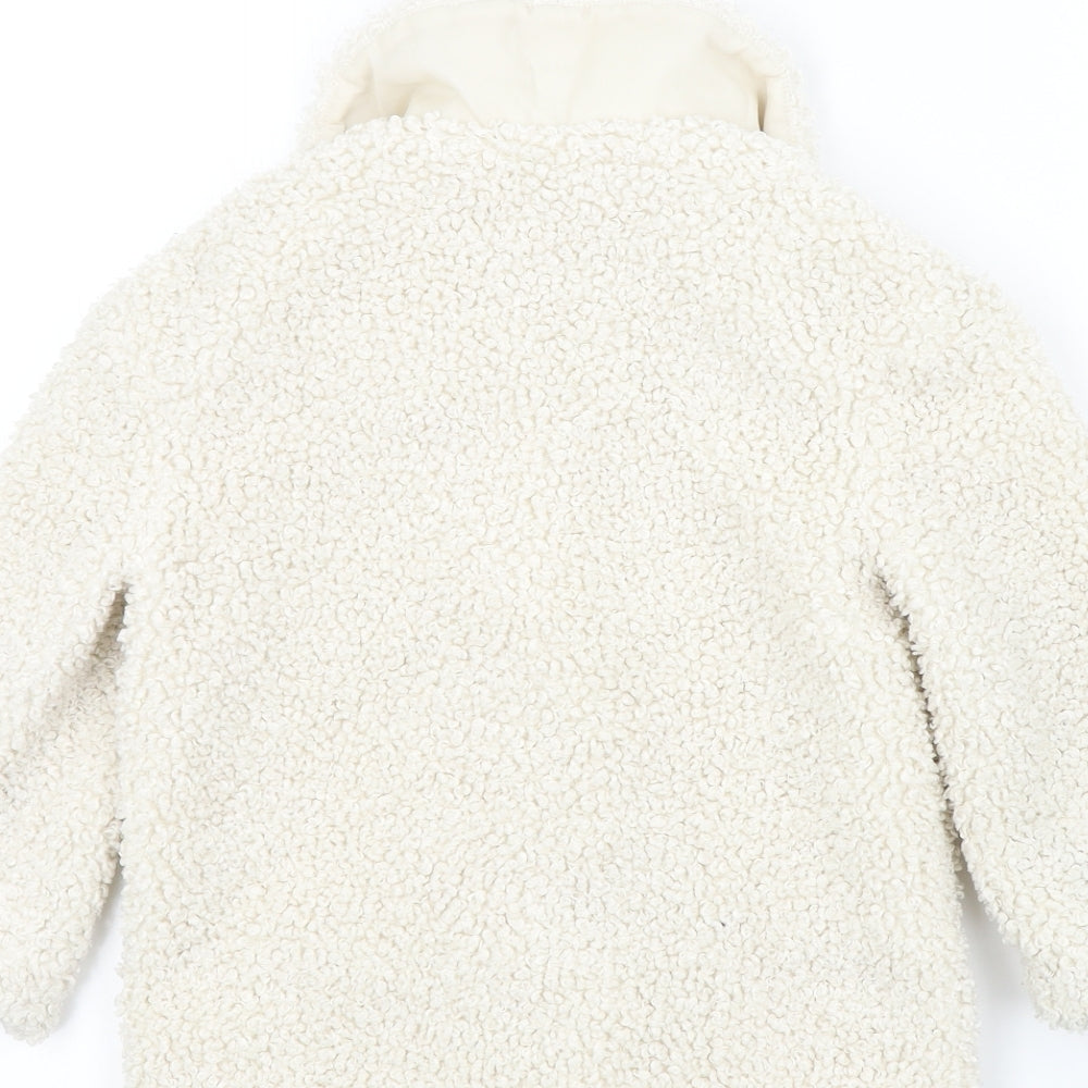 F&F Girls Beige Colourblock  Overcoat Coat Size 4-5 Years