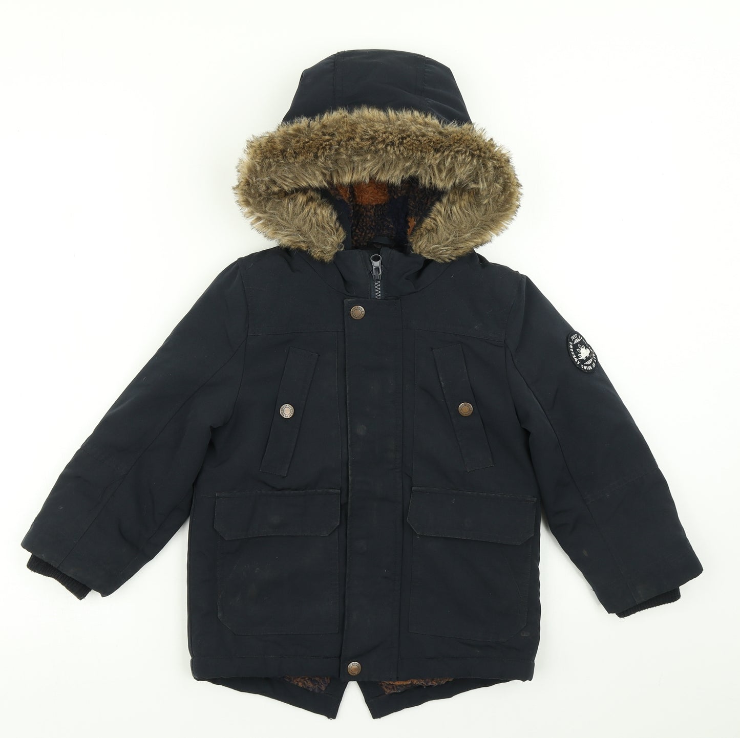 George Boys Blue   Parka Coat Size 3-4 Years