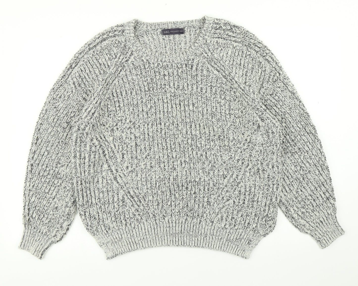 M&S collection Womens Grey  Knit Pullover Jumper Size 18