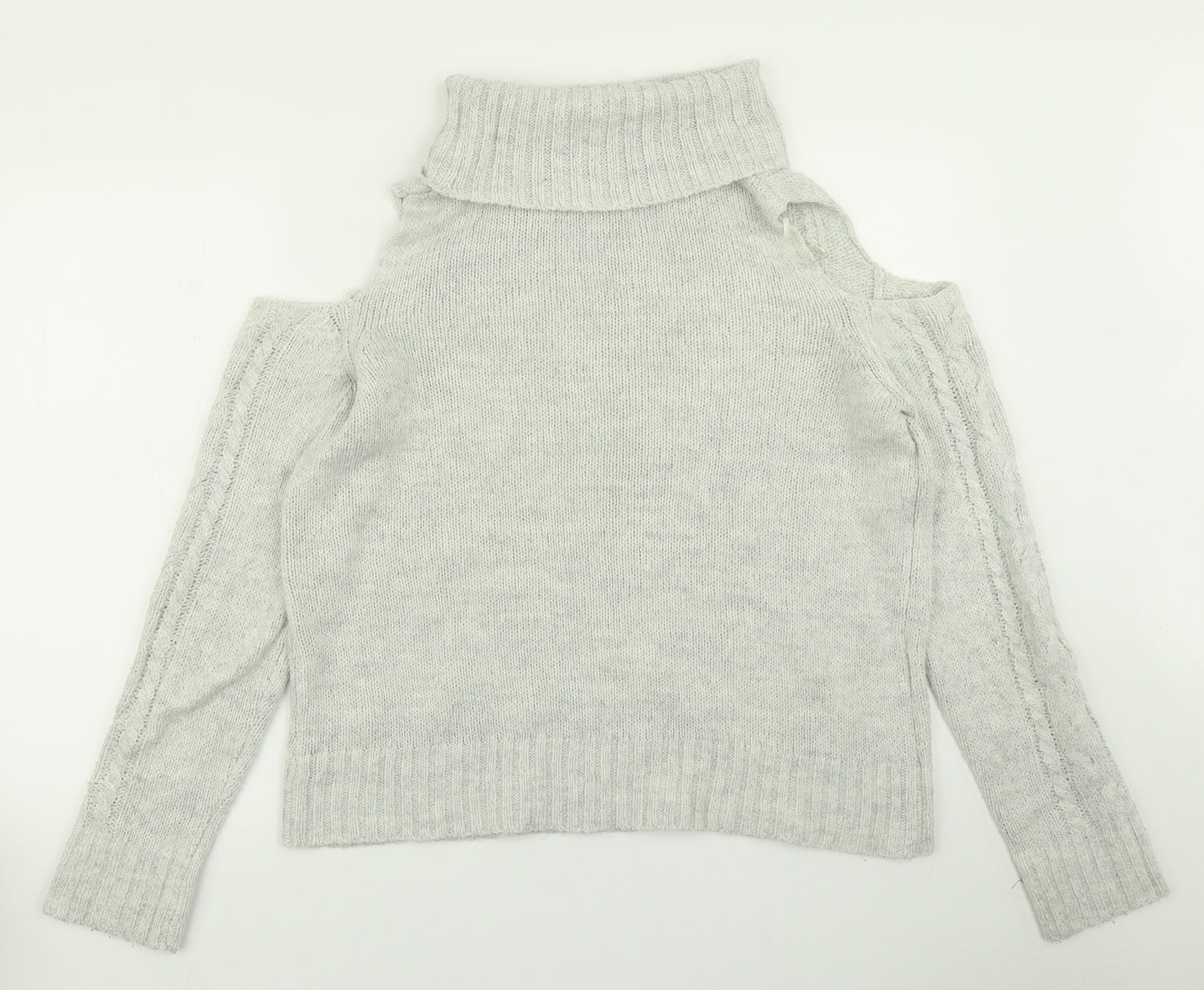Primark Womens Grey  Knit Pullover Jumper Size M  - Cold Shpulder