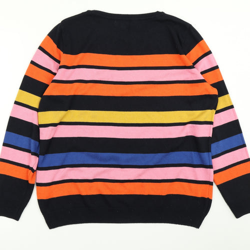 F&F Womens Blue Striped Knit Pullover Jumper Size 14