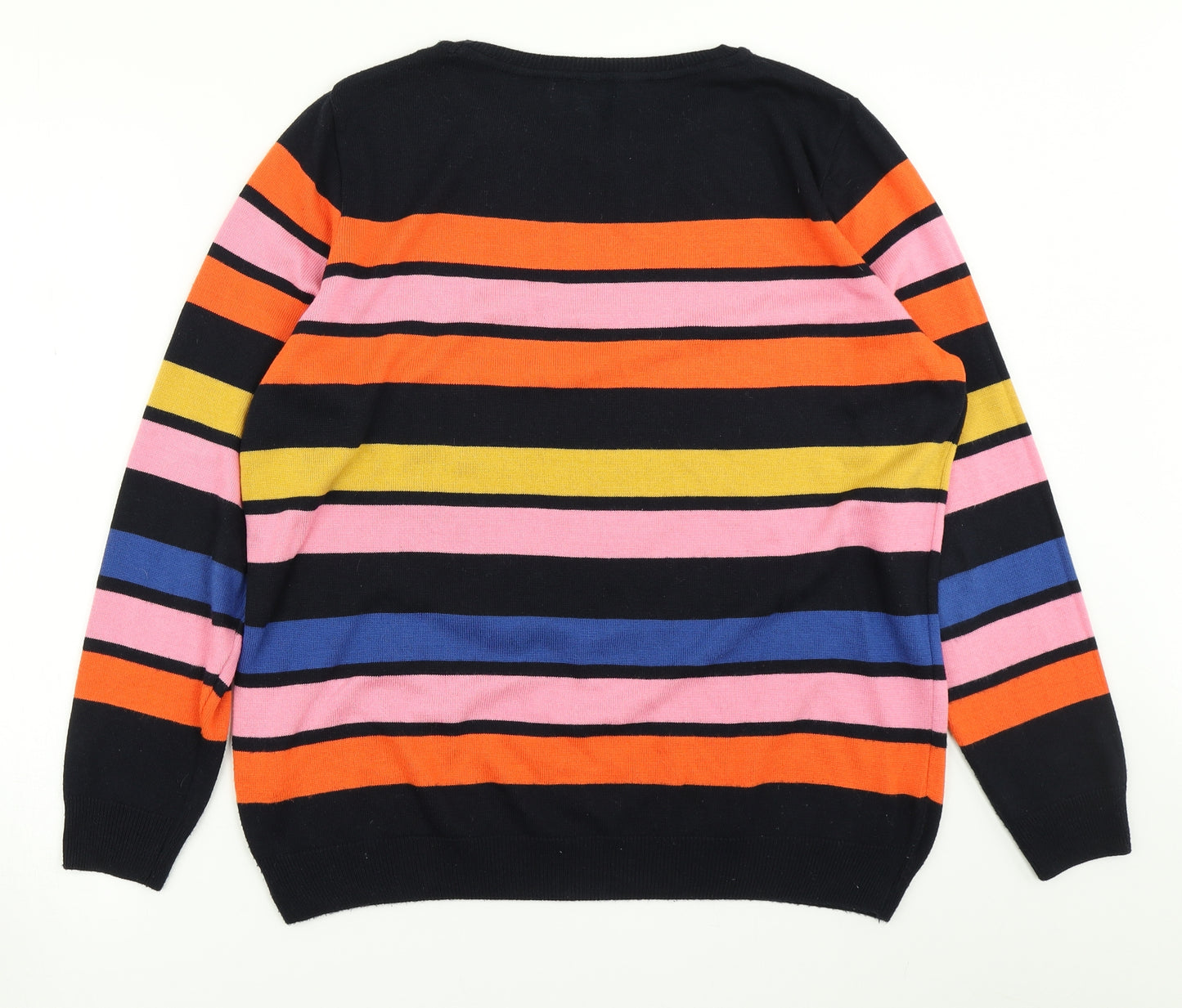 F&F Womens Blue Striped Knit Pullover Jumper Size 14