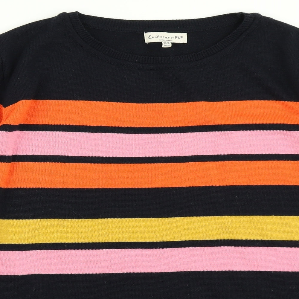 F&F Womens Blue Striped Knit Pullover Jumper Size 14