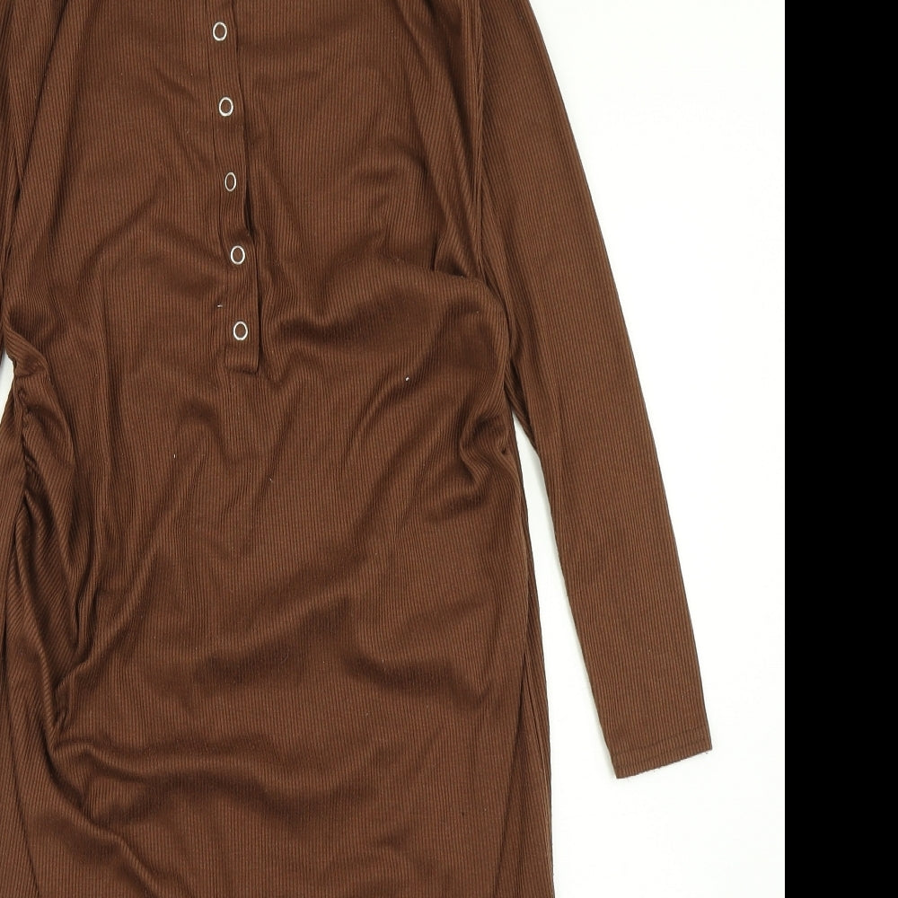 Boohoo Womens Brown  Knit Bodycon  Size 14