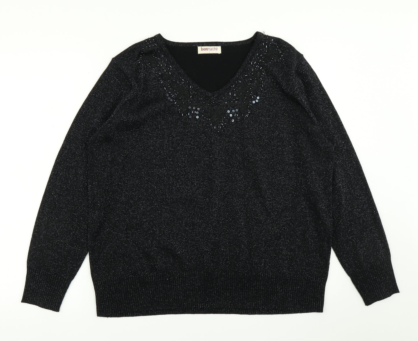 Bonmarché Womens Black  Knit Pullover Jumper Size L