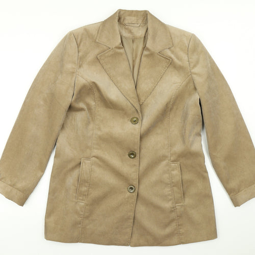 Eleganz Womens Brown  Corduroy Jacket Blazer Size 12