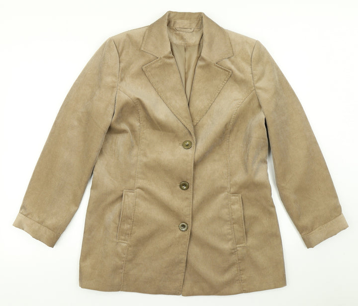 Eleganz Womens Brown  Corduroy Jacket Blazer Size 12