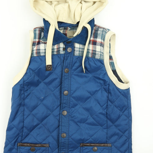 River Islnd Womens Blue Argyle/Diamond  Gilet Coat Size 8