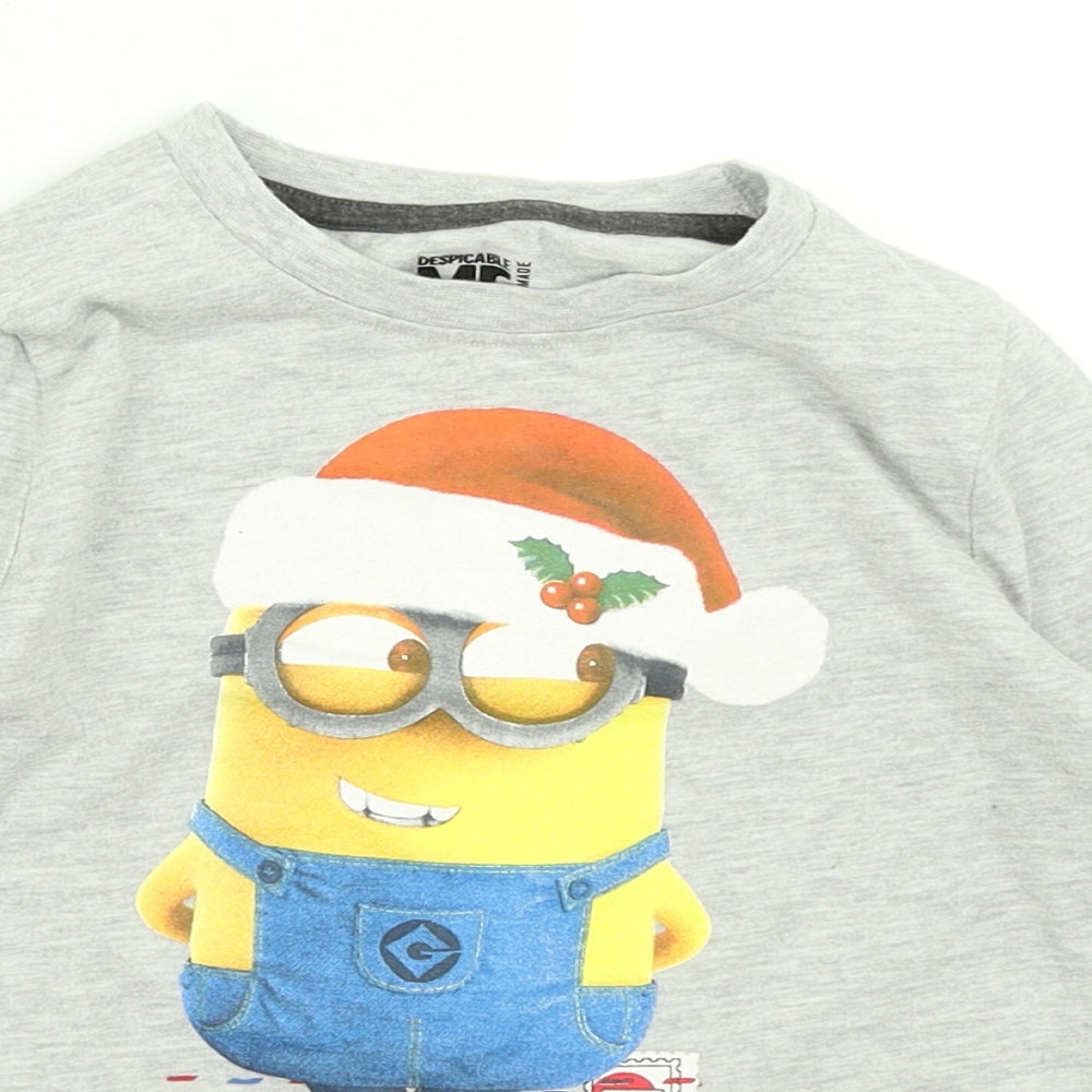 Nutmeg Boys Grey Colourblock  Basic T-Shirt Size 2-3 Years  - Despicable me Christmas T Shirt