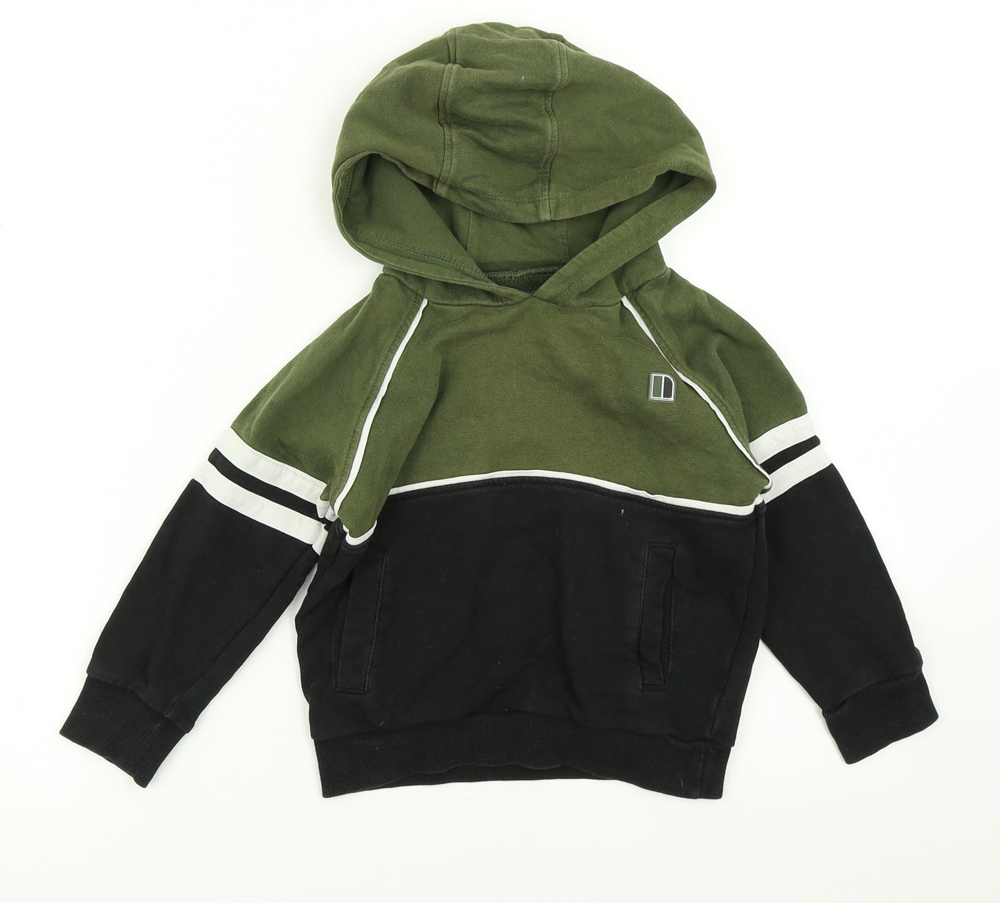 NEXT Boys Green Colourblock  Pullover Hoodie Size 3-4 Years