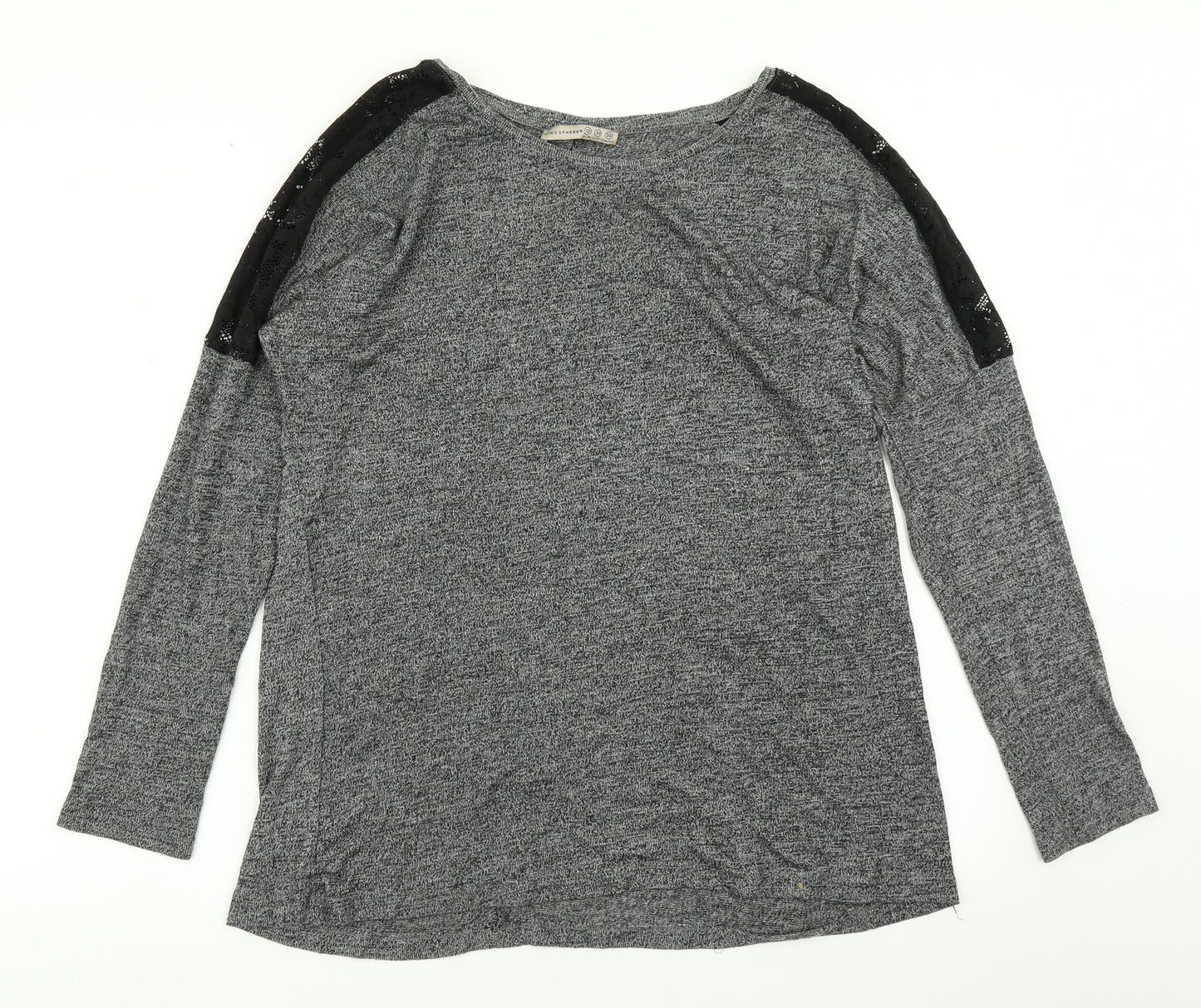 Atmosphere Womens Grey   Basic T-Shirt Size 10  - Lace Sleeve detail