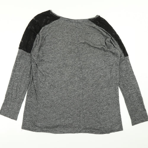 Atmosphere Womens Grey   Basic T-Shirt Size 10  - Lace Sleeve detail