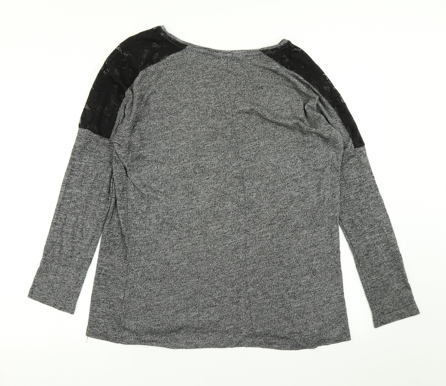 Atmosphere Womens Grey   Basic T-Shirt Size 10  - Lace Sleeve detail