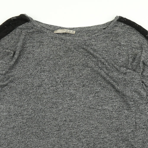 Atmosphere Womens Grey   Basic T-Shirt Size 10  - Lace Sleeve detail