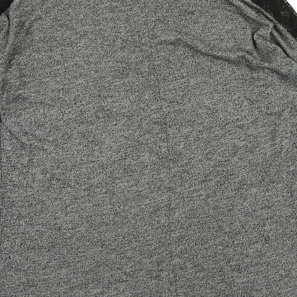 Atmosphere Womens Grey   Basic T-Shirt Size 10  - Lace Sleeve detail