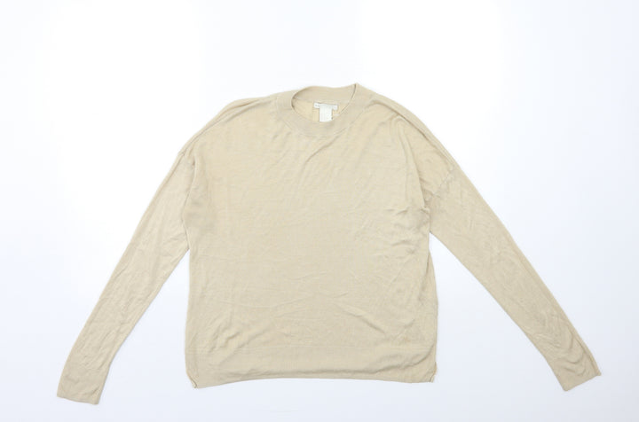 H&M Womens Beige  Knit Pullover Jumper Size S