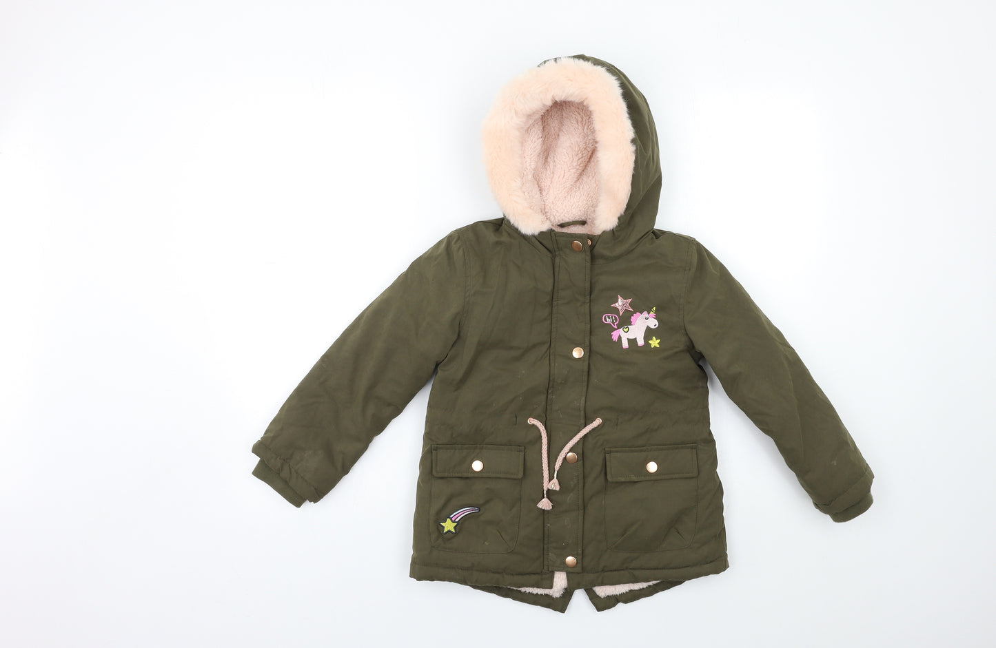 George Girls Green   Parka Coat Size 5-6 Years