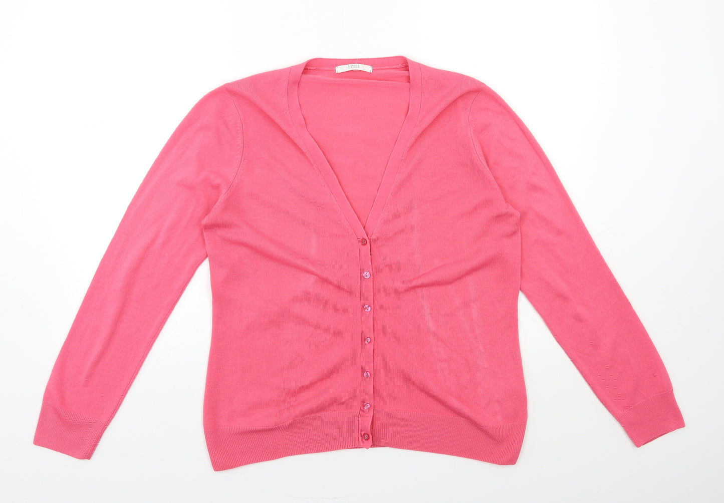 Marks and Spencer Womens Pink  Knit Cardigan Jumper Size 14