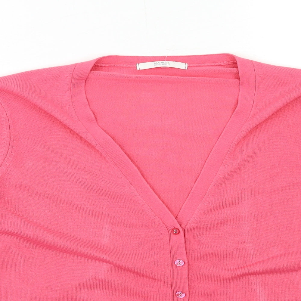 Marks and Spencer Womens Pink  Knit Cardigan Jumper Size 14