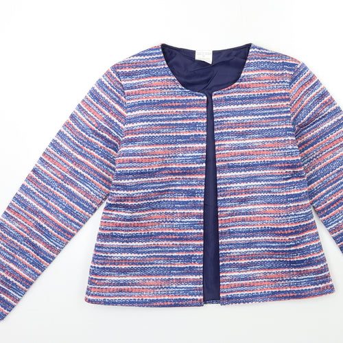 ann de lancay Womens Blue Striped  Jacket Coat Size S