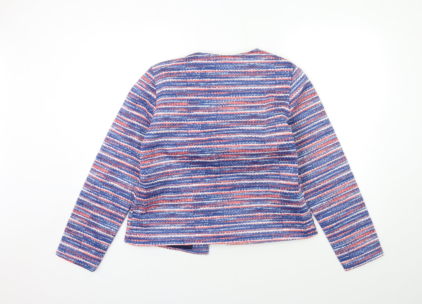 ann de lancay Womens Blue Striped  Jacket Coat Size S