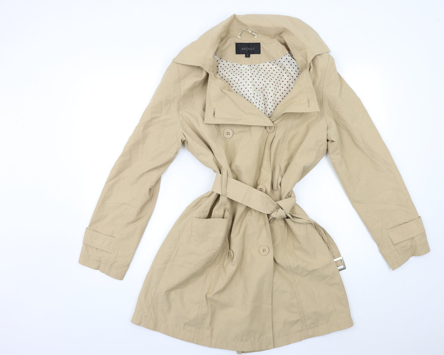 Avenue Womens Beige   Trench Coat Coat Size 12