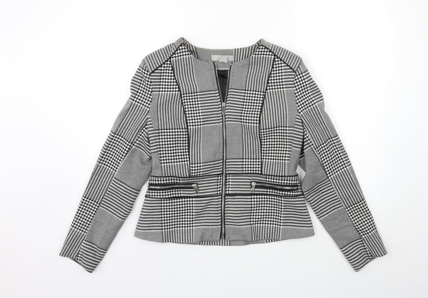 H&M Womens Grey Check  Jacket  Size 12