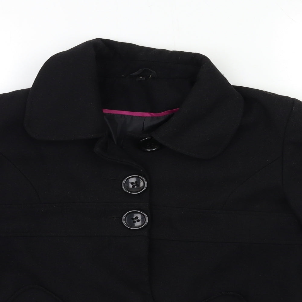 Preworn Womens Black   Overcoat Coat Size 12