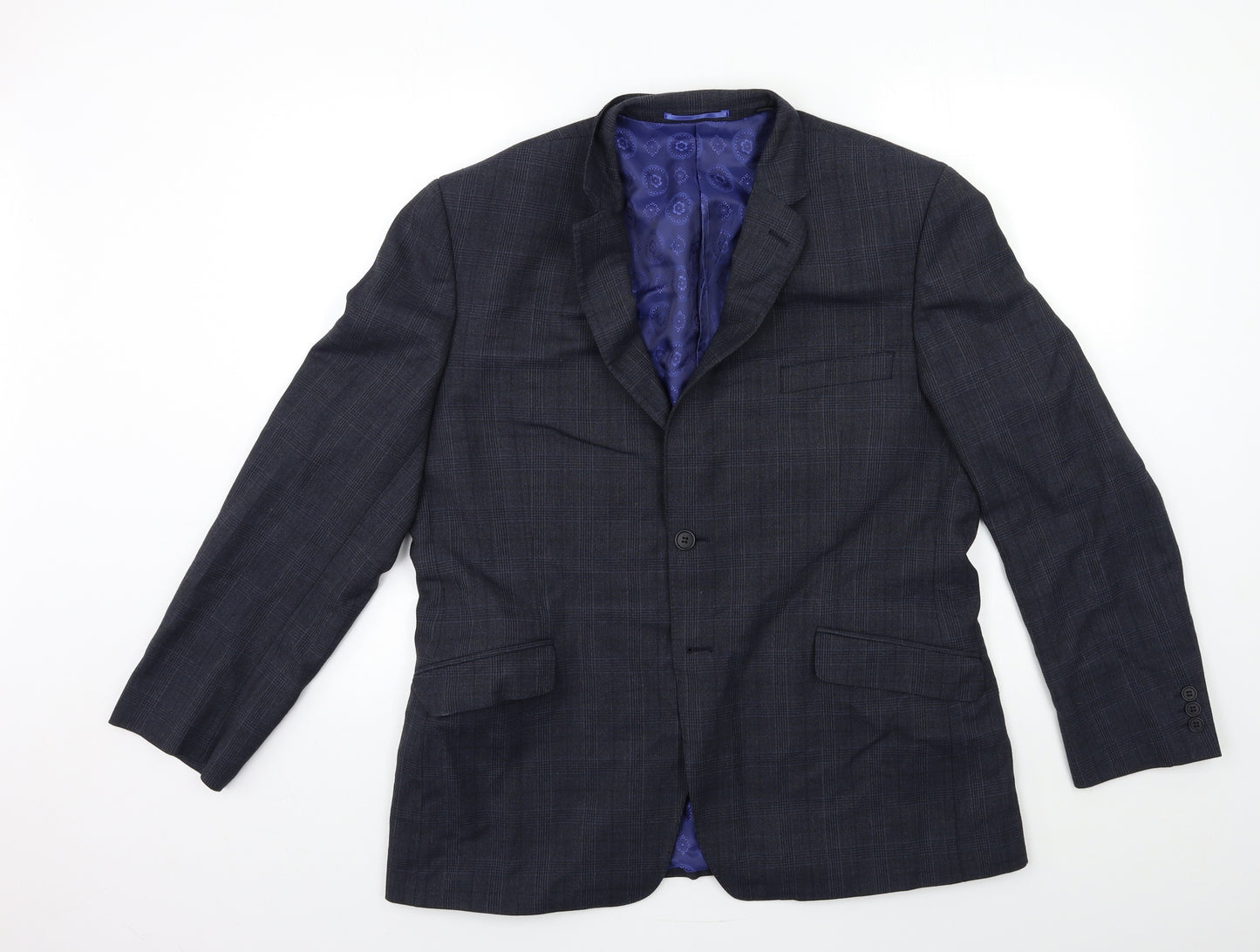 Ted Baker Mens Blue Check  Jacket Suit Jacket Size 44