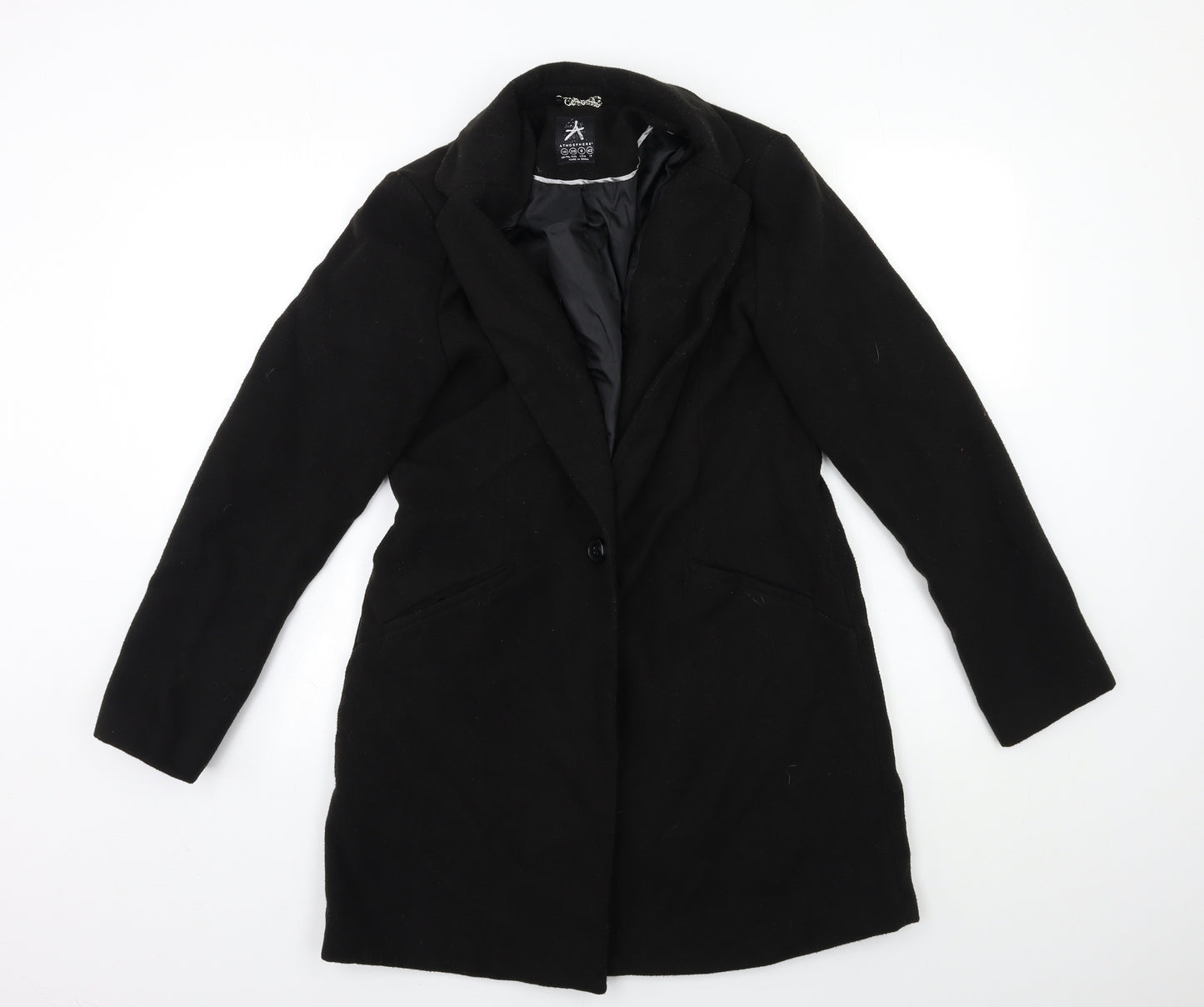 Atmosphere Womens Black   Overcoat Coat Size 10