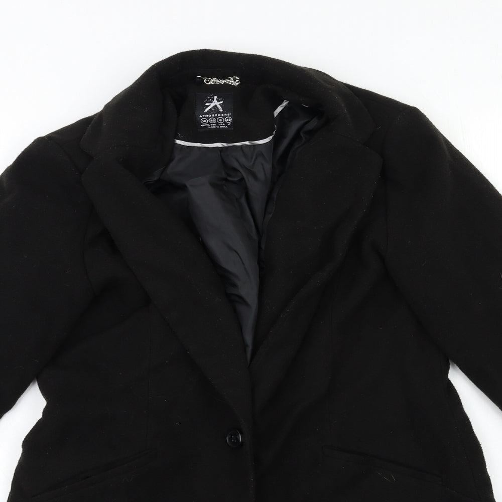 Atmosphere Womens Black   Overcoat Coat Size 10